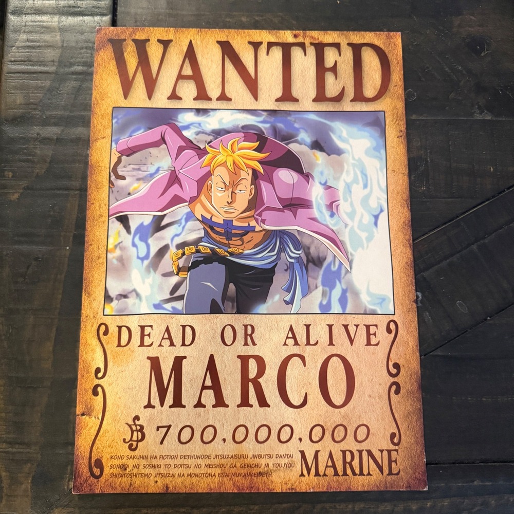 One Piece Marco The Phoenix Wanted Poster Anime Bounty Cardstock